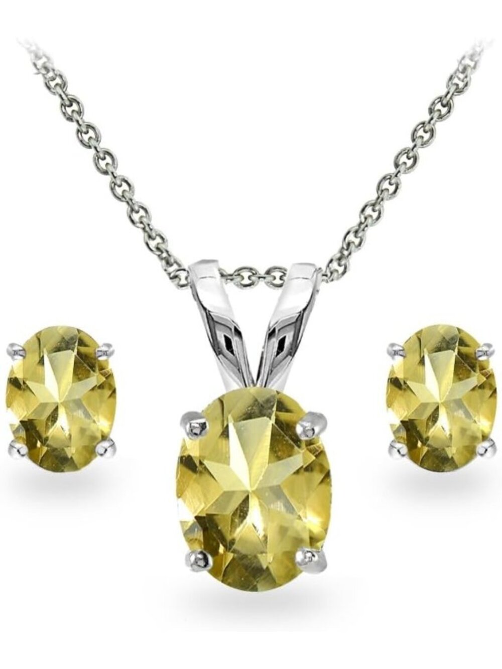 Elegant Birthstone Jewelry Set for Women - Necklace & Stud Earrings, Sterling